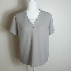 Speculation tan ribbed short sleeve t-shirt